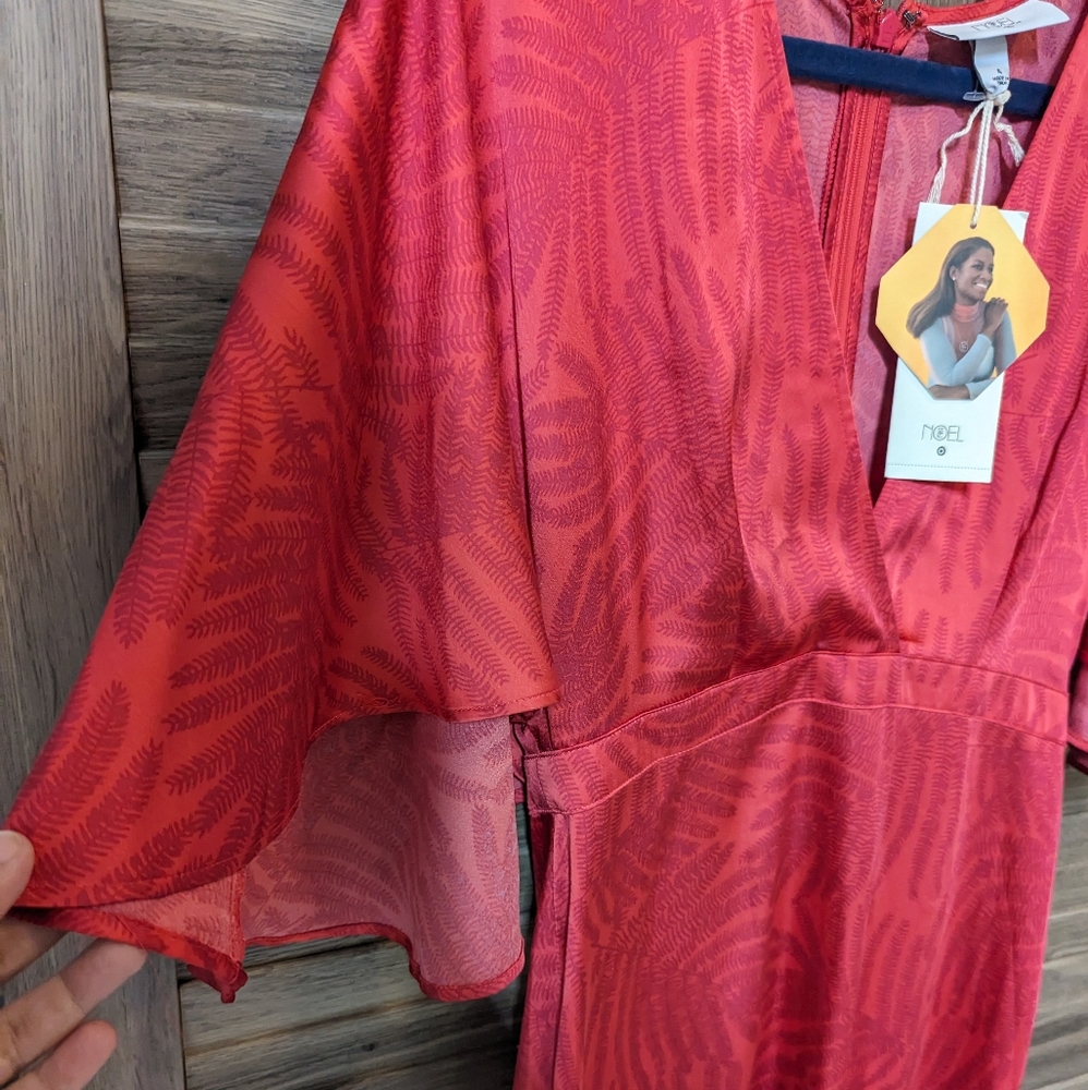 NWT Maxi long dress in red color FE NOEL Size S or 4 kimono style with zipper